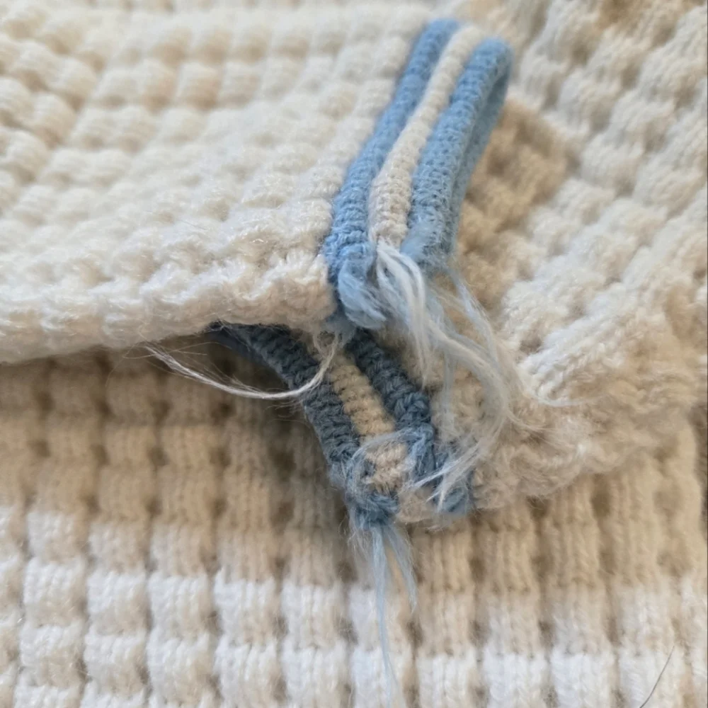 Vintage 1980s Sears White/blue Pastel Knit Cardigan Sweater